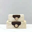 GobekUsa Handmade Flowers Leather Jewelry Box Makeup Organizer Home Decor