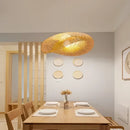 GobekUsa Bamboo Wave Pendant Lights - Handmade Rattan Shade for Indoor House Lighting