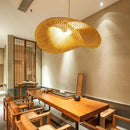 GobekUsa Bamboo Wave Pendant Lights - Handmade Rattan Shade for Indoor House Lighting