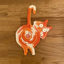 Handmade gray crocheted cat butt coasters dining room decor set of 4 by Decorbites