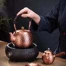 GobekUsa Handmade Copper Tea Pot with Knitting Handle - Chinese Light Luxury Tea Set