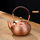 GobekUsa Handmade Copper Tea Pot with Knitting Handle - Chinese Light Luxury Tea Set