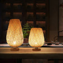 GobekUsa Bamboo Table Lamp Handmade Bedroom Living Room Decor Wood Light