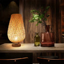 GobekUsa Bamboo Table Lamp Handmade Bedroom Living Room Decor Wood Light