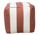 Modern Rust and White Striped Polyester Pouf Ottoman Cube Seating 18 Inch by The Rug Decor