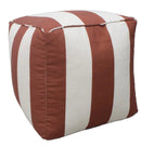 Modern Rust and White Striped Polyester Pouf Ottoman Cube Seating 18 Inch by The Rug Decor