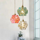 GobekUsa Glass Petal Pendant Light: Handmade Modern Flower Stained Lamp for Bedroom & Living Room