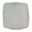 Modern Geometrical Pattern White Hand Woven Wool Pouf