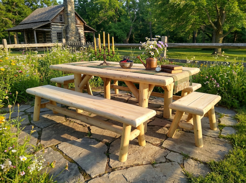 Handmade Rustic Outdoor Picnic Table, photo 14 of 15