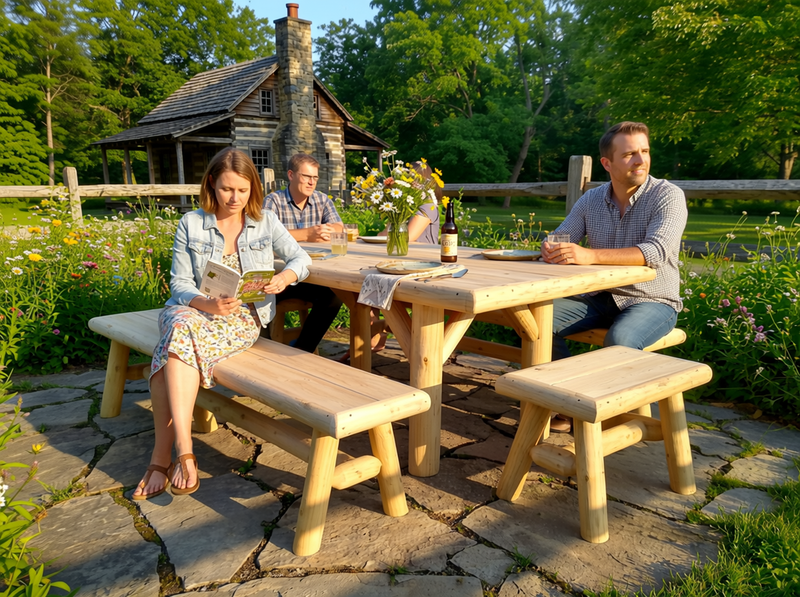 Handmade Rustic Outdoor Picnic Table, photo 13 of 15
