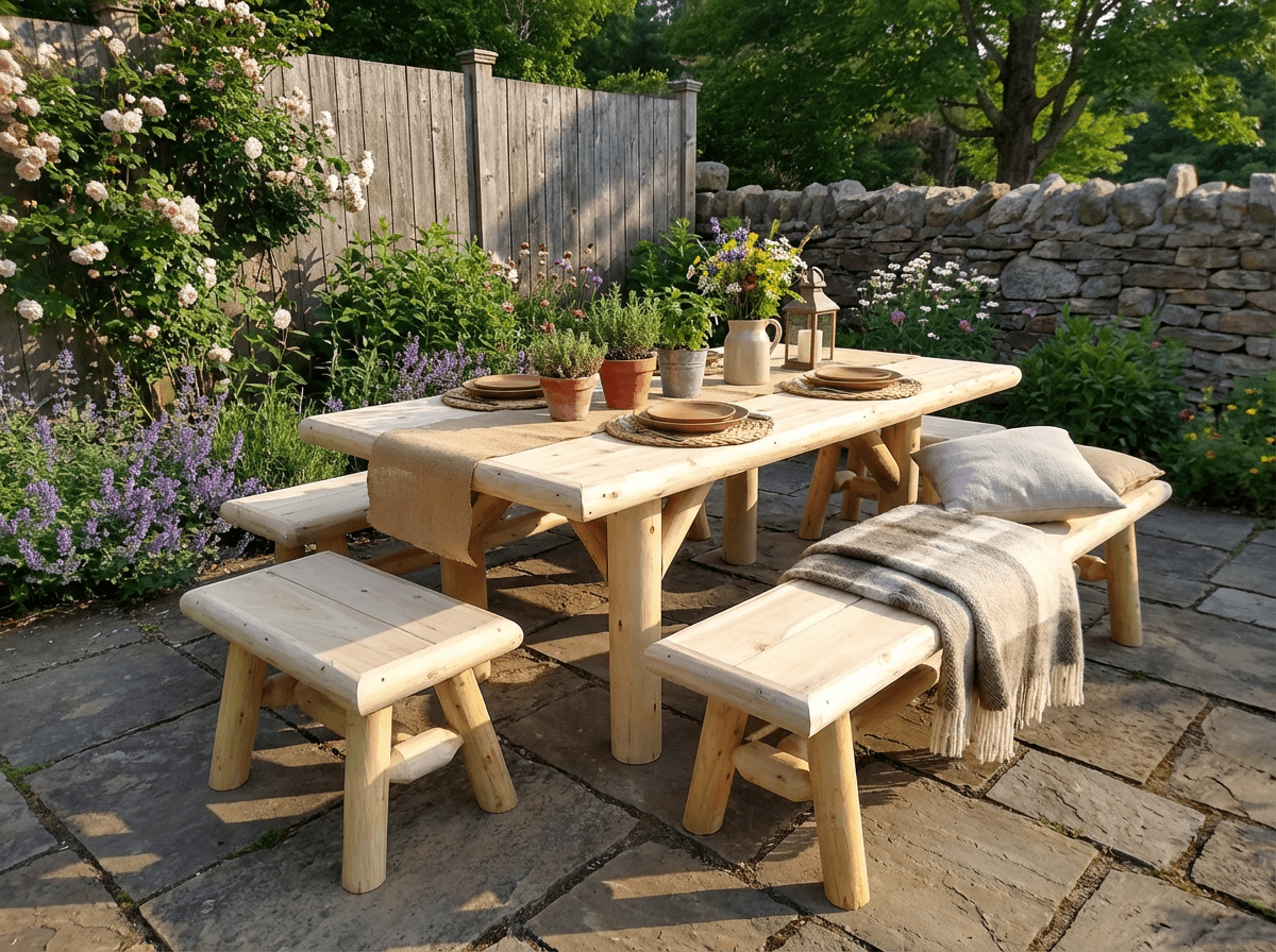 Handmade Rustic Outdoor Picnic Table, photo 2 of 15