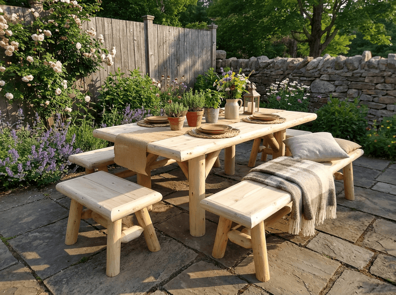 Handmade Rustic Outdoor Picnic Table, photo 2 of 15