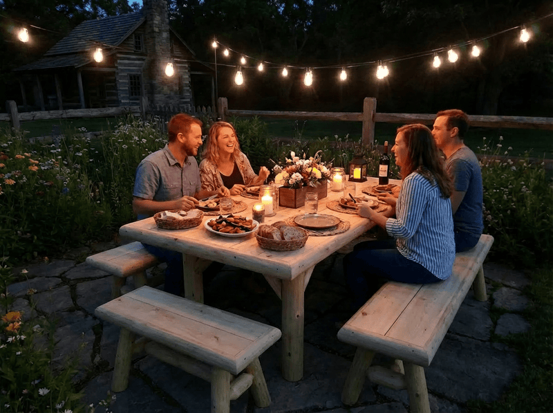 Handmade Rustic Outdoor Picnic Table, photo 12 of 15