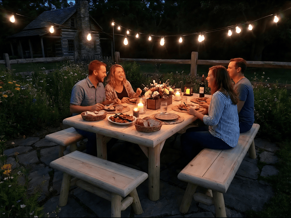 Handmade Rustic Outdoor Picnic Table, photo 15 of 15