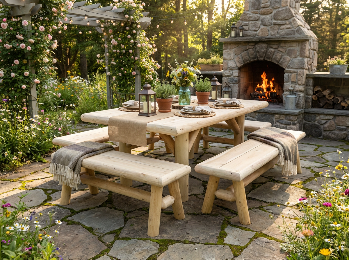 Handmade Rustic Outdoor Picnic Table, photo 3 of 15
