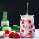 Handmade strawberry glass cup set kitchen pink milkshake tumbler by Decorbites
