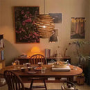 GobekUsa Bamboo Birdnest Pendant Light for Dining Room, Handmade Wicker Lamp for Kitchen Bar & Living Room