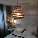 GobekUsa Bamboo Birdnest Pendant Light for Dining Room, Handmade Wicker Lamp for Kitchen Bar & Living Room
