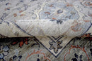 Ivory Silver Distressed Wool Area Rug 8x10 - Hand Knotted Traditional