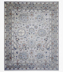 Ivory Silver Distressed Wool Area Rug 8x10 - Hand Knotted Traditional