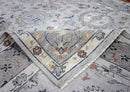 Ivory Silver Distressed Wool Area Rug 8x10 - Hand Knotted Traditional