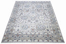 Ivory Silver Distressed Wool Area Rug 8x10 - Hand Knotted Traditional