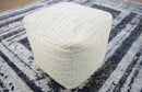 Beige and Gray Modern Chevron Handwoven Viscose Pouf