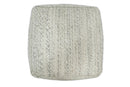 Beige and Gray Modern Chevron Handwoven Viscose Pouf Ottoman Style Floor Cushion
