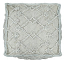 Modern Boho Design Beige Handwoven Wool Pouf