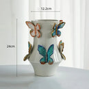 GobekUsa Butterfly Ceramic Vase - Handmade Porcelain Flowerpot Bouquet Arrangement
