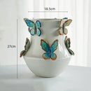 GobekUsa Butterfly Ceramic Vase - Handmade Porcelain Flowerpot Bouquet Arrangement