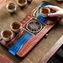 GobekUsa Handmade Wood Resin Tea Tray | Bubble Tea Table Home Kung Fu Set