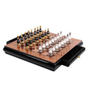 GobekUsa Handmade Wooden Chess Set with Zinc Alloy King & Queen - Plaid Design