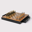 GobekUsa Handmade Wooden Chess Set with Zinc Alloy King & Queen - Plaid Design