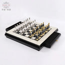 GobekUsa Handmade Wooden Chess Set with Zinc Alloy King & Queen - Plaid Design