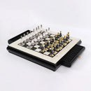 GobekUsa Handmade Wooden Chess Set with Zinc Alloy King & Queen - Plaid Design