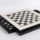 GobekUsa Handmade Wooden Chess Set with Zinc Alloy King & Queen - Plaid Design