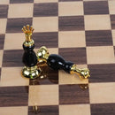 GobekUsa Handmade Wooden Chess Set with Zinc Alloy King & Queen - Plaid Design