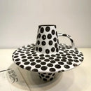 GobekUsa Black White Dots Ceramic Vase Geometric Abstraction Handicraft Floral Accessories