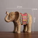 GobekUsa Elephant Resin Handicraft Ornament Hand-painted Braided Decor Statue Simulation Animal