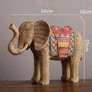 GobekUsa Elephant Resin Handicraft Ornament Hand-painted Braided Decor Statue Simulation Animal