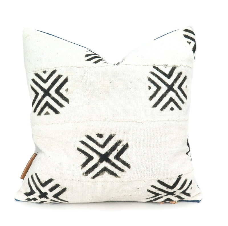 Handwoven Black and White Mudcloth Pillow | Geometric Tribal Accent