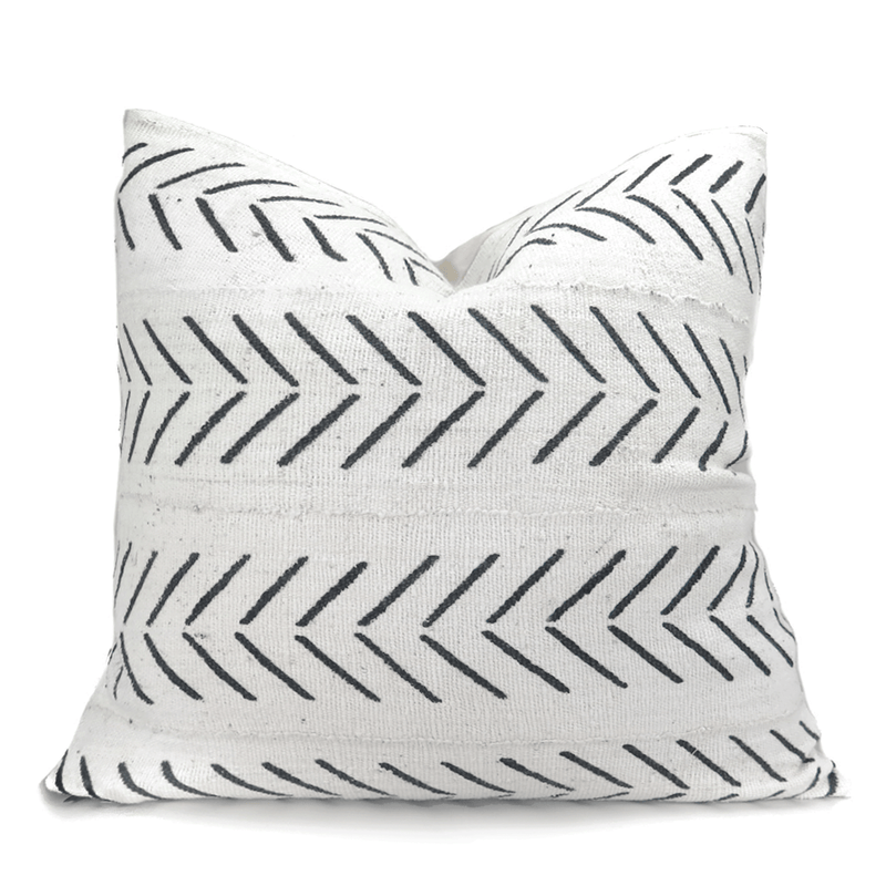 Handwoven Black and White Mudcloth Pillow | Geometric Tribal Accent