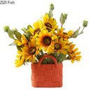 Handwoven ceramic vase orange woven basket planter living room decor by Decorbites
