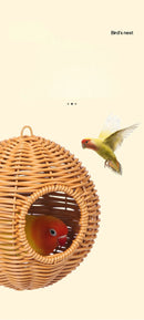 GobekUsa Handwoven Grass Bird Cage Hut for Small Birds