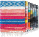GobekUsa Handwoven Mexican Blanket - Multicolor Geometry Beach Shawl