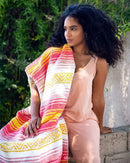 GobekUsa Handwoven Mexican Blanket - Multicolor Geometry Beach Shawl