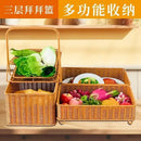 GobekUsa Handwoven Rattan Picnic Basket with Lid and Rectangular Outdoor Storage