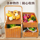 GobekUsa Handwoven Rattan Picnic Basket with Lid and Rectangular Outdoor Storage