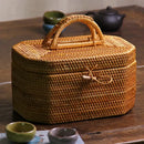 GobekUsa Handwoven Rattan Storage Box Tea Food Container Organizer